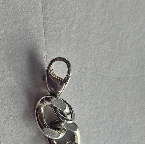 Heavy 34g Men's 8" Sterling Silver ID Plaque Chain Link Bracelet - Picture 3 of 7